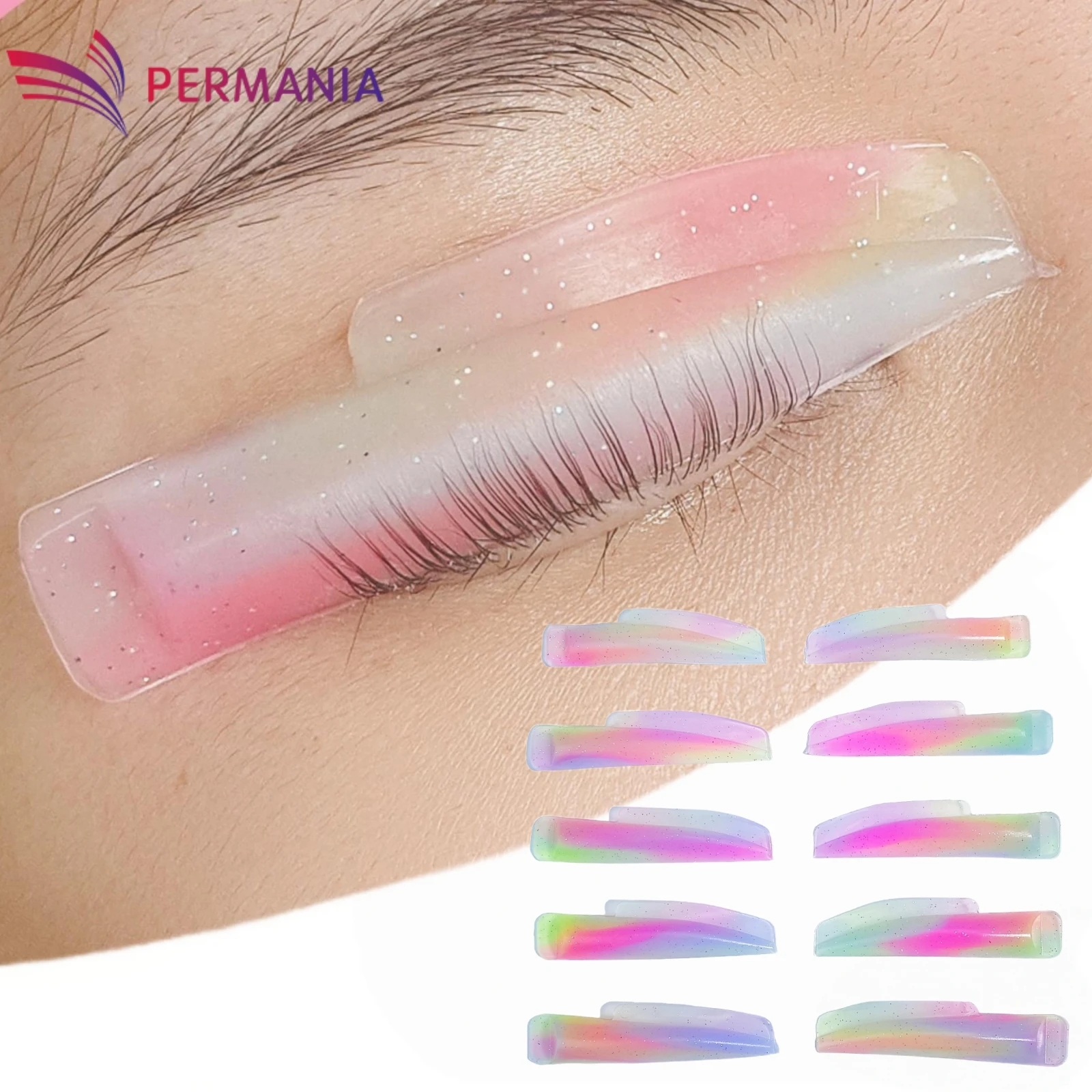 PERMANIA 5 Pairs Silicone Eyelash Perming Lamination Pad Reusable Lash Lifting Rod 3D Lashes Extension Curler Applicator Tool