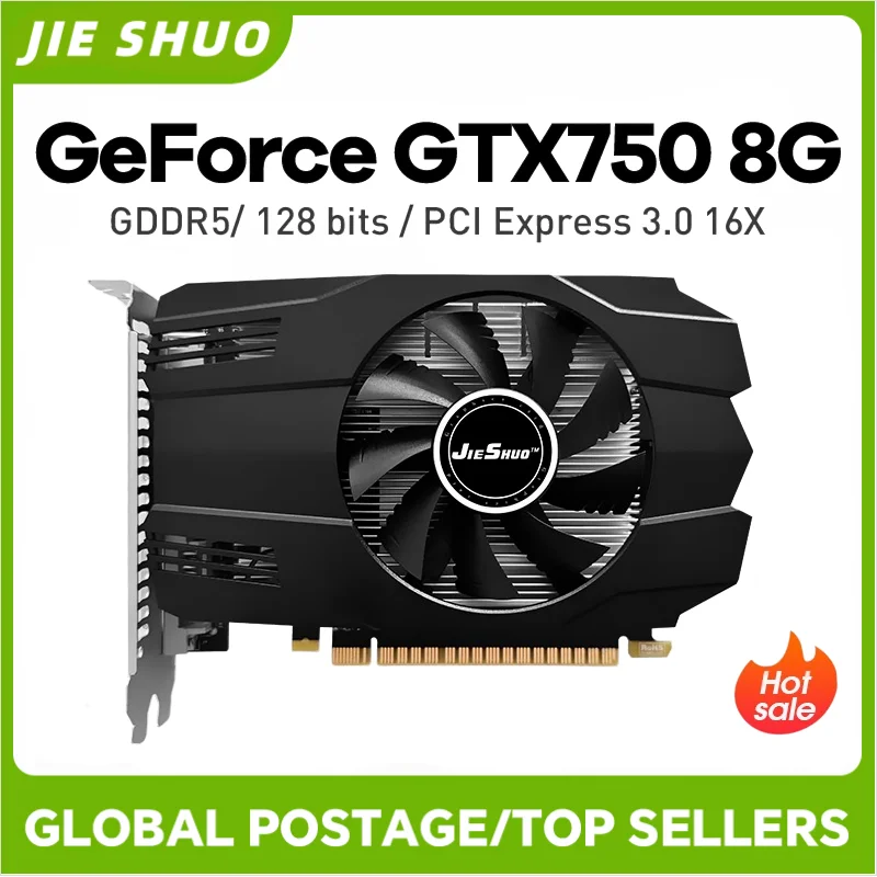 Jieshuo NVIDIA GeForce GTX 750 8GB GDDR5 128 بت بطاقة رسومات الألعاب PCIe 3.0 سطح المكتب GPU HDMI VGA DVI بطاقة الفيديو للكمبيوتر الشخصي