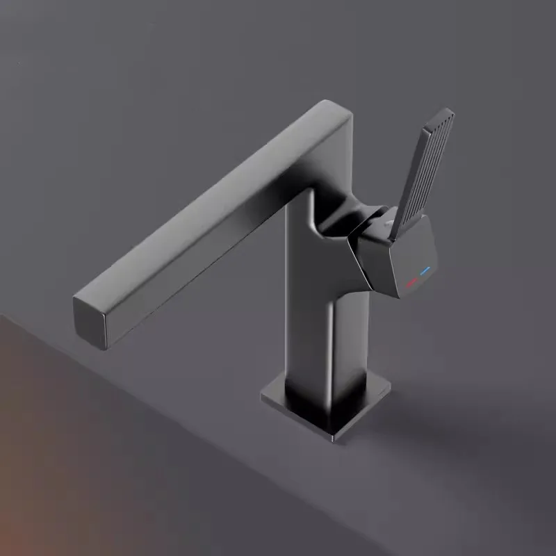 

Basin Faucet Bathroom Single Lever Hot and Cold Copper Black Gray Single Handle Brass Decked waterfall Sink Mixer