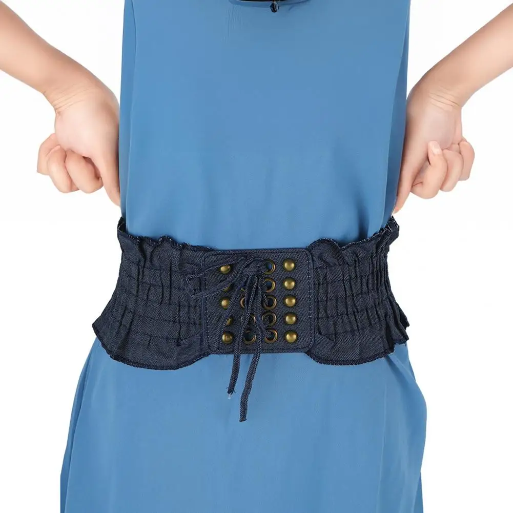 Cinto de tecido feminino simples cinto estilo punk denim elástico vestido cintos para mulheres borda larga espartilho saia cinto retro