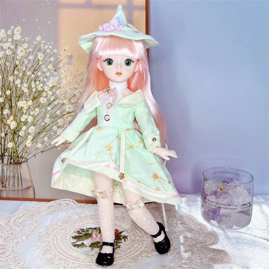 Set Abito Rosa con Paillettes per Bambola BJD 6 Punti, Vestito da Principessa in Tulle Rosa Sognante con Fiori 3D, Accessori per Bambole da 30 cm, Outfit per Travestimenti, Regali