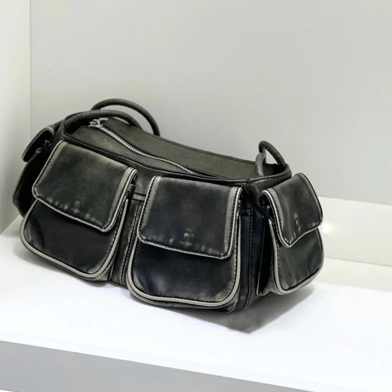 Borse ascellari Vintage Y2K per donna borse e portamonete di design di lusso 202 novità In Moto e Biker tasche Multiple spalla quadrata