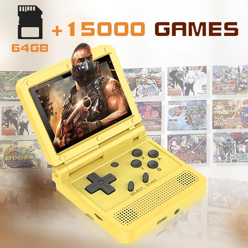Powkiddy V90 Black 64G 3.0Inch Handheld Game Console Simulators Open Source Multiple Languages Portable Retro Video Game Console