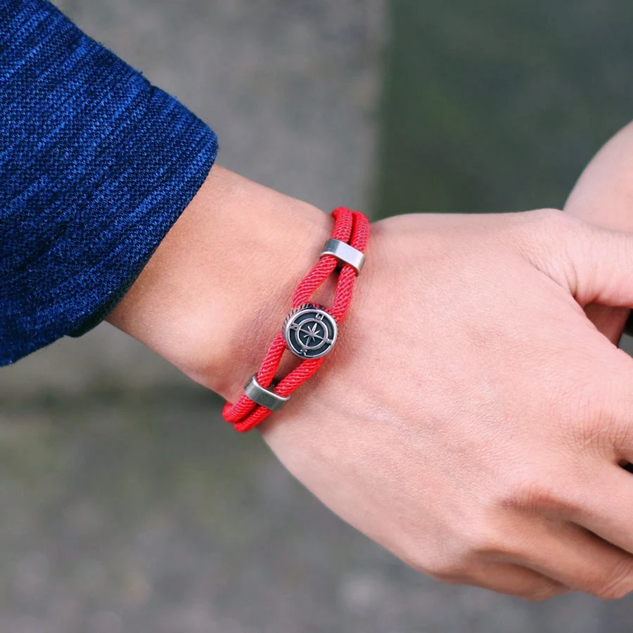 Personalized Compass Bracelet For Men Grade A 4mm Nylon Rope Wrap Braslet Nautical Surfing Beach Outdoor Cool Biker Accessories