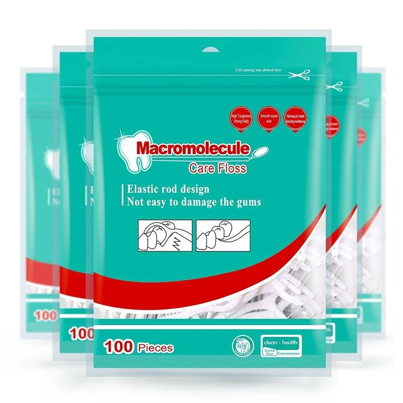 KOHEEL-DF Macromolecule Dental Floss Picks, Professional Tooth Floss, 4Pack,100PCS