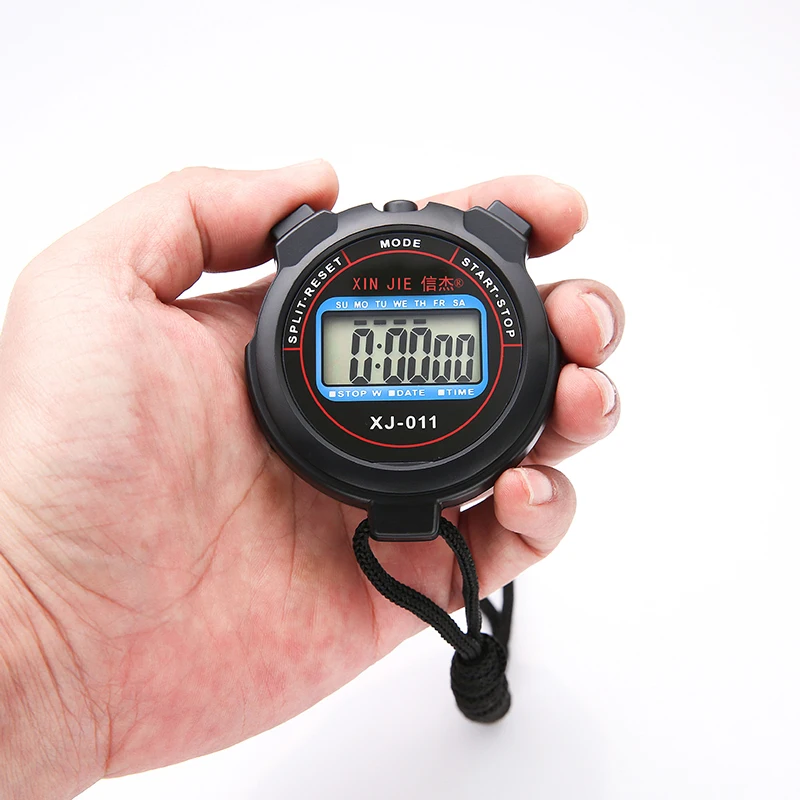 Professional Handheld LCD Chronograph Sports Stopwatch Timer Kitchen Timers Classic Digital Stop Watch With String For Sports