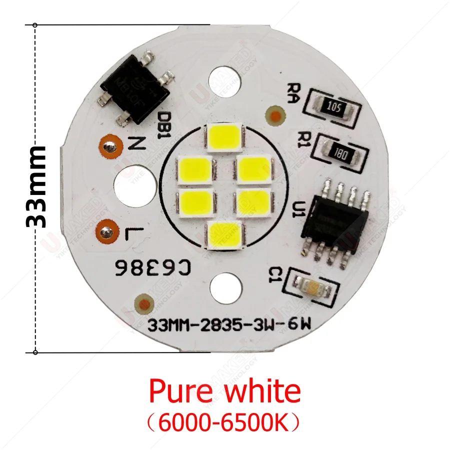 10 pz AC220V LED 5 W 33mm 2835 SMD Piastra Della Lampada Non Need\'t Driver Collegare La Sorgente Luminosa Bianco/Bianco Caldo pannello lampada