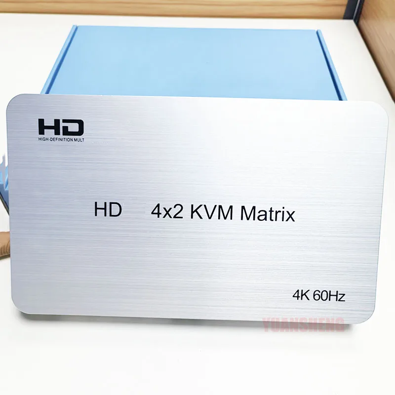

4K 60 Гц USB 2.0 4x2 HDMI-совместимый KVM-матрица 3D-сплиттер аудио экстрактор-переключатель для ПК HDTV монитор клавиатура мышь