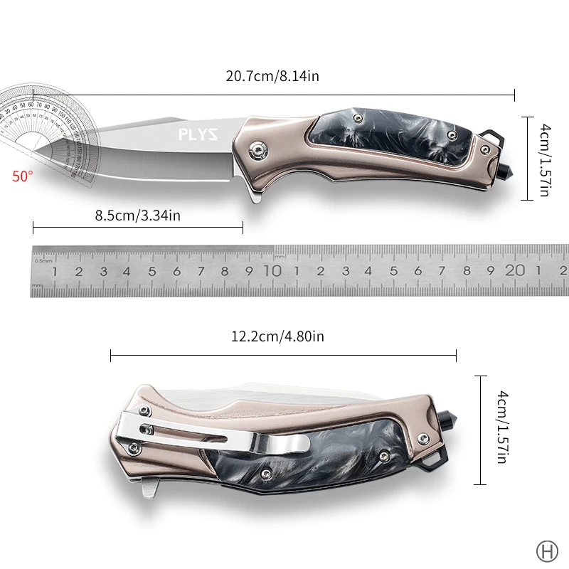 Stainless Steel Outdoor Folding Knife, Car Mounted Escape Knife, Camping Knife, Steel Clad Resin Handle