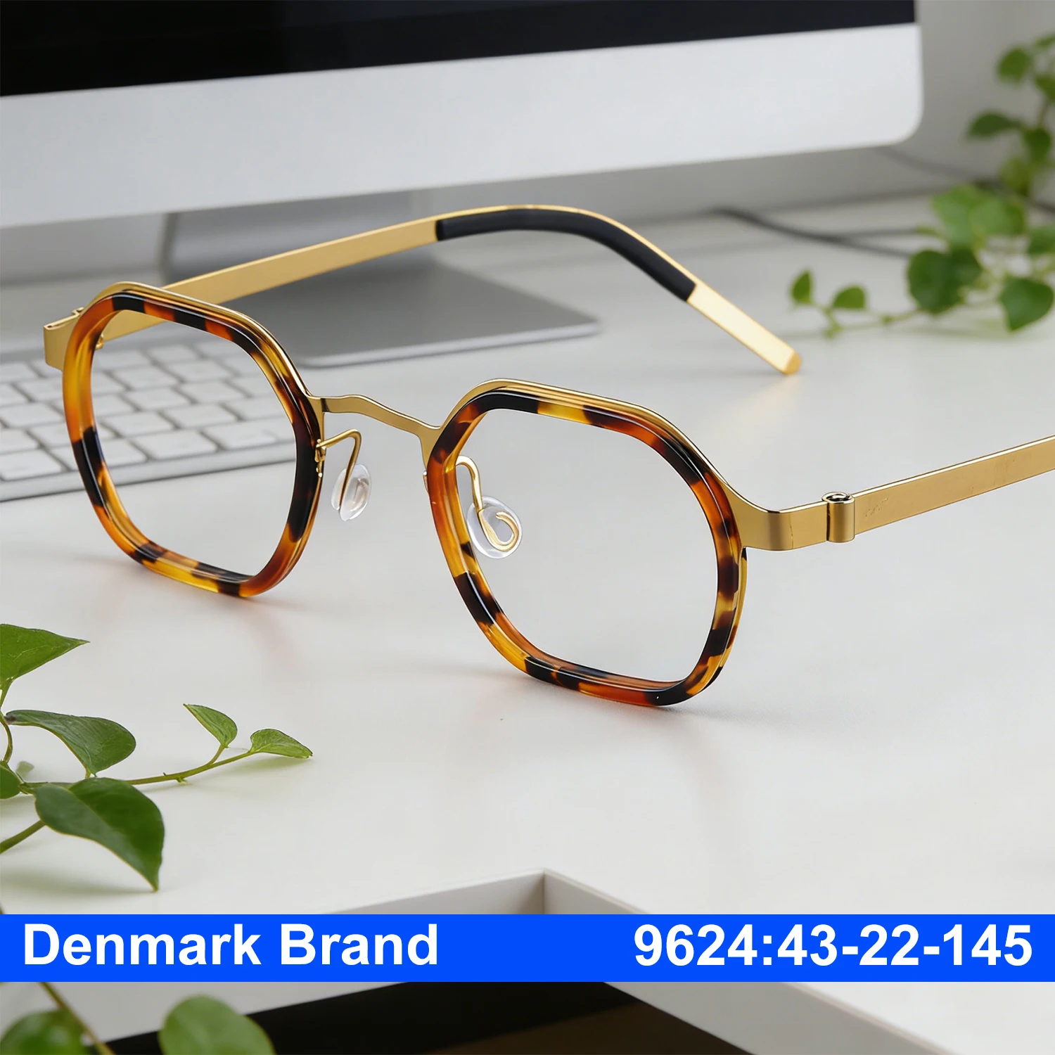 Denmark Brand Hexagon Titanium Glasses Frame Screwless Ultralight Designer Eyeglasses Handmade Small Face Black Oculos Eyewear