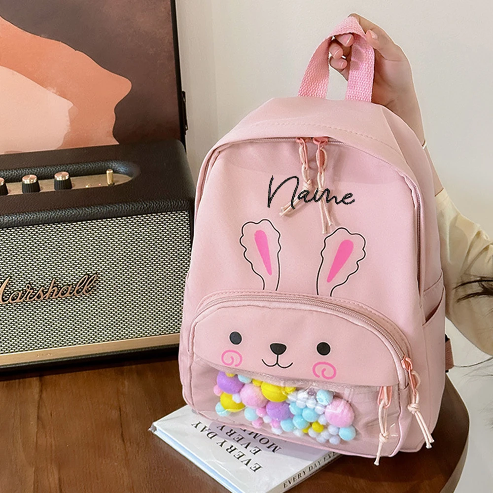 

Name Customized Fashion Cute Outgoing Girls' Backpack, Personalized Embroidery Little Rabbit Kindergarten Girls' Schoolbag