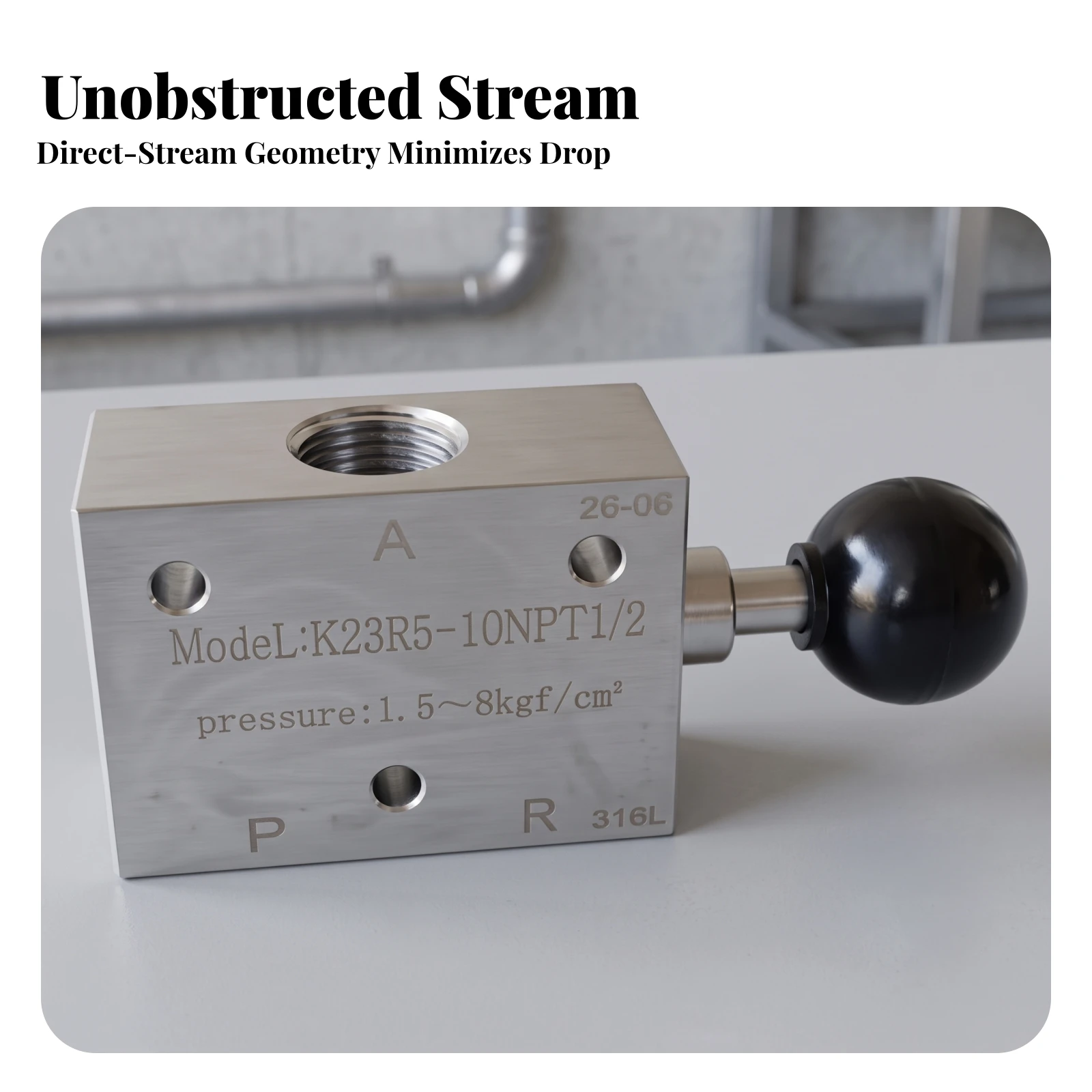 Handle Easy to Install Manual Pull Valve with Spherical Handle Stainless Steel Valve Comfortable for Pneumatic Systems