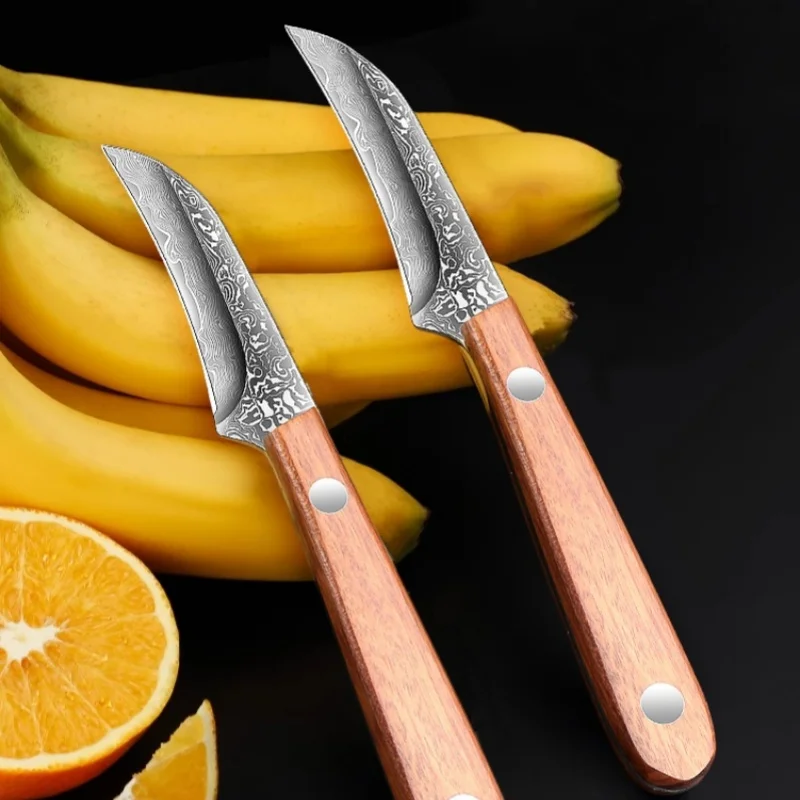 

Damascus steel knife, fruit knife, high-grade household knife, high hardness, sharp knife, small curved knife, cutting knife