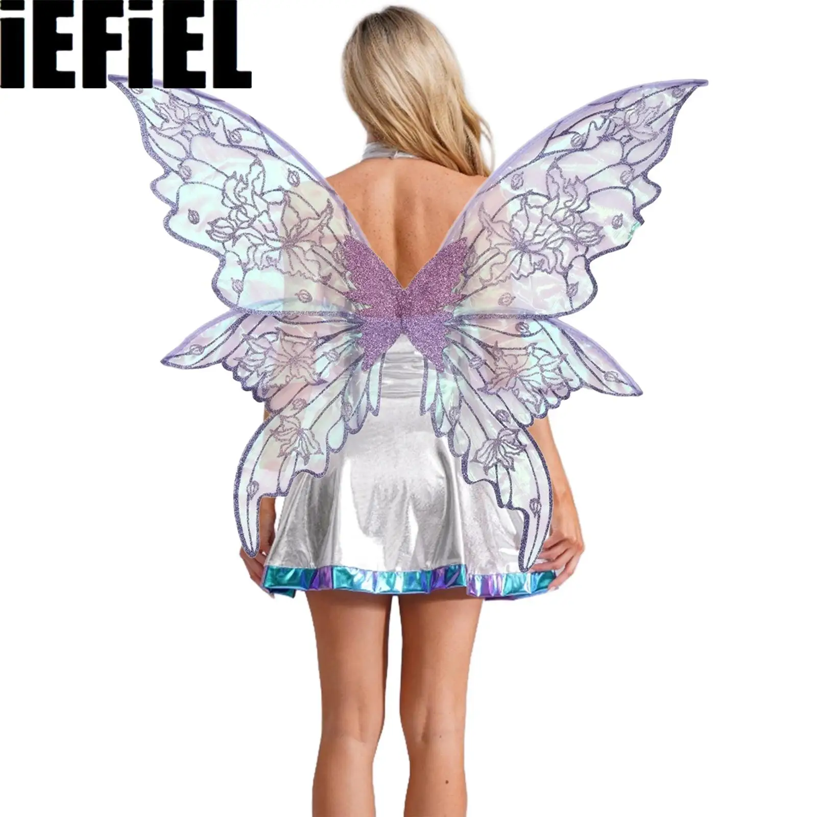 

Sparkly Butterfly Cosplay Wings Fairy Wings for Halloween Party with Elastic Band Organza Costume Wings for Adult Women