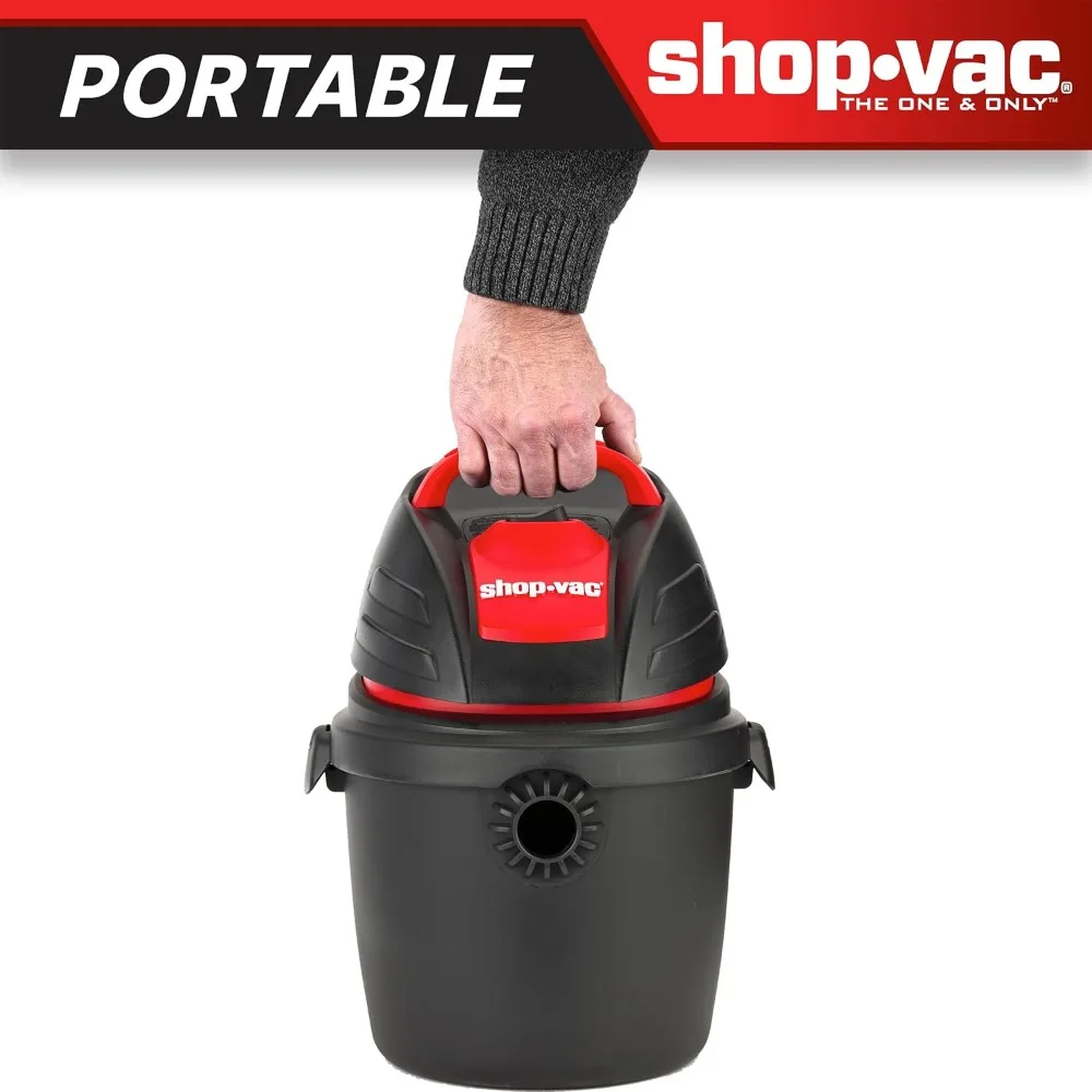 Shop-Vac 9303511 Aspirapolvere a secco e umido da 2,5 galloni, HP di picco da 2,5, diametro 1,25 pollici x tubo da 4 piedi, lunghezza cavo da 12 piedi, montaggio a parete, incluso