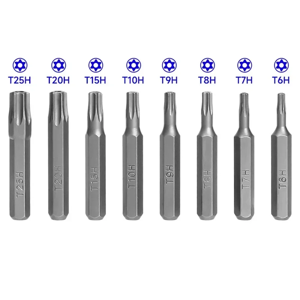 50pcs 4mm Small Hex Shank Screwdriver Bits Set T6H/T7H/T8H/T9H/T10H/T15H/T20H/T25H For Torx Plum Blossom Head Hand Tools