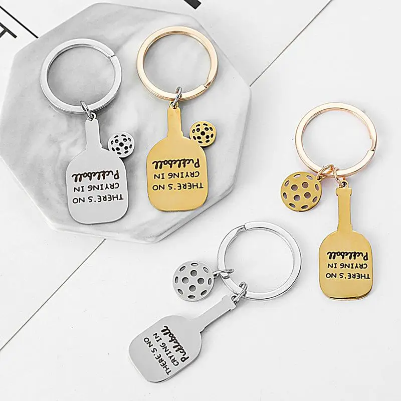 Pickleball Keychain Sports Theme Stainless Steel Keychain Inspirational Pickleball Sports Keychain Car Key Accessories For Women