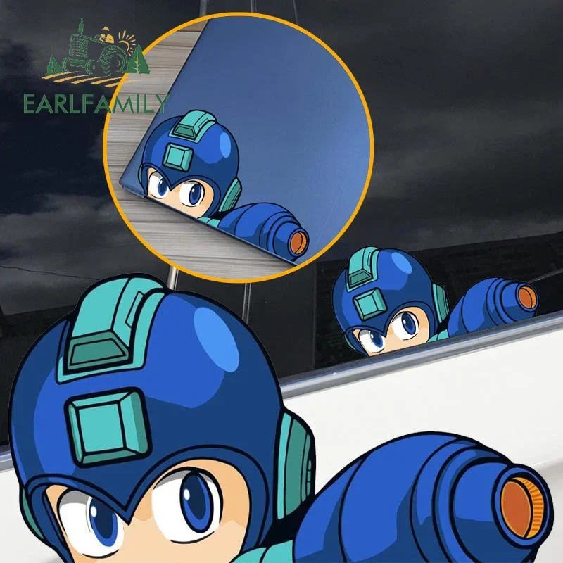 EARLFAMILY 13cm für Megaman Peeker Arcade Spiel Abziehbilder Wasserdicht Scratch-proof 3D Auto Aufkleber JDM SUV Fahrzeug Stoßstange dekoration