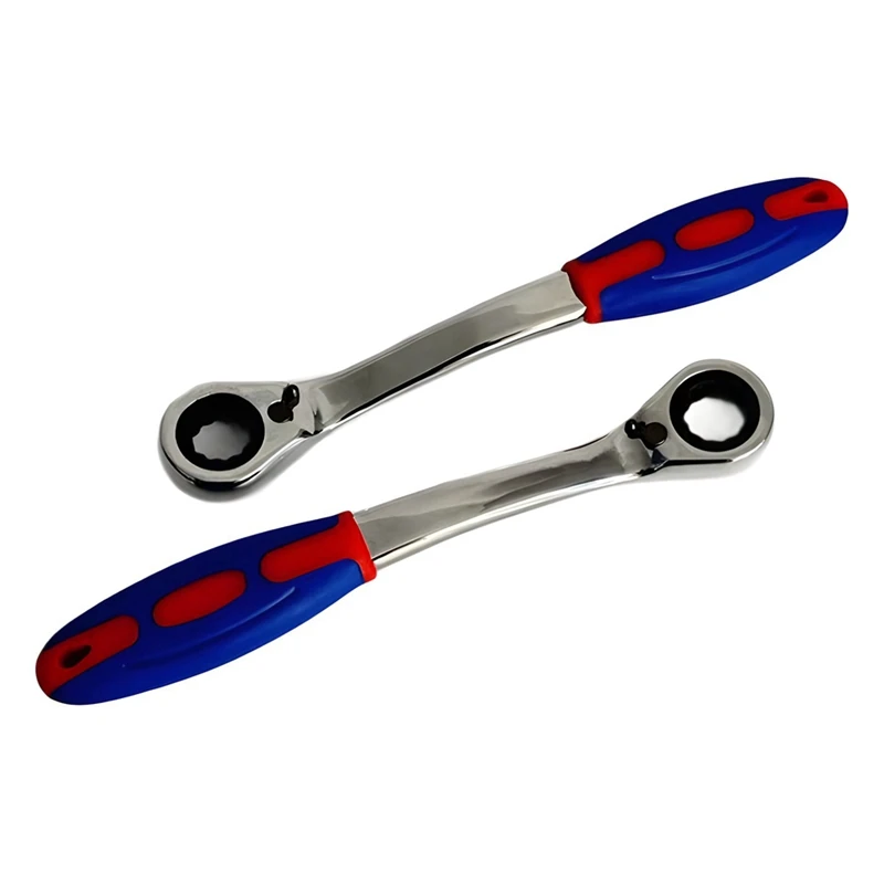 ABJI-2 Pieces Of Plastic Handle Dual-Purpose Ratchet Wrench Household Hardware Tools