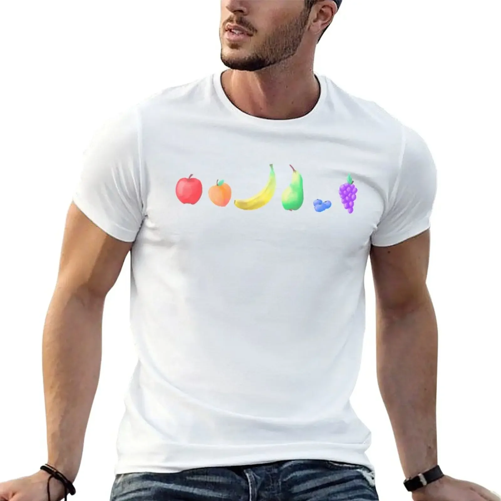 Rainbow fruits T-Shirt quick-drying vintage aesthetic clothes funny t shirts for men