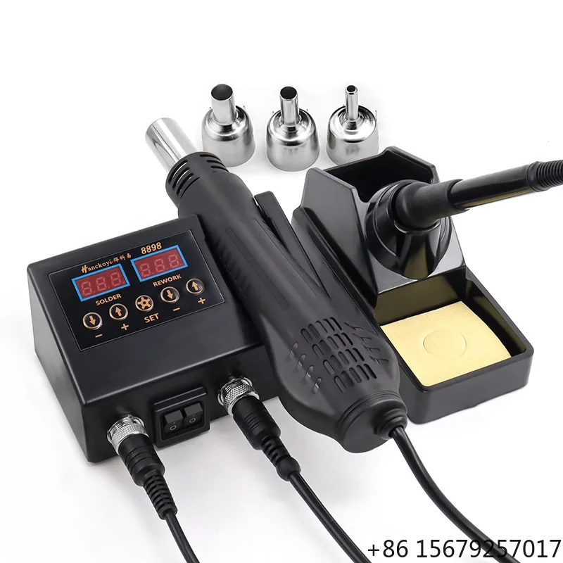 2-in-1 Soldering & Hot Air Rework Station Digital | Complete Kit for PCB, Laptop, Mobile Phone Repair