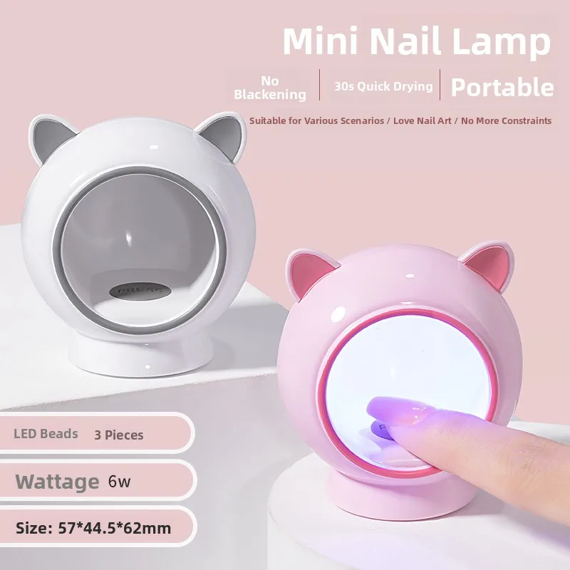 Mini LED Nagellak Lijmlamp Draagbare Sneldrogende Fototherapielamp voor Nail Art Wit/Roze Schattig Kat Ontwerp met Datakabel