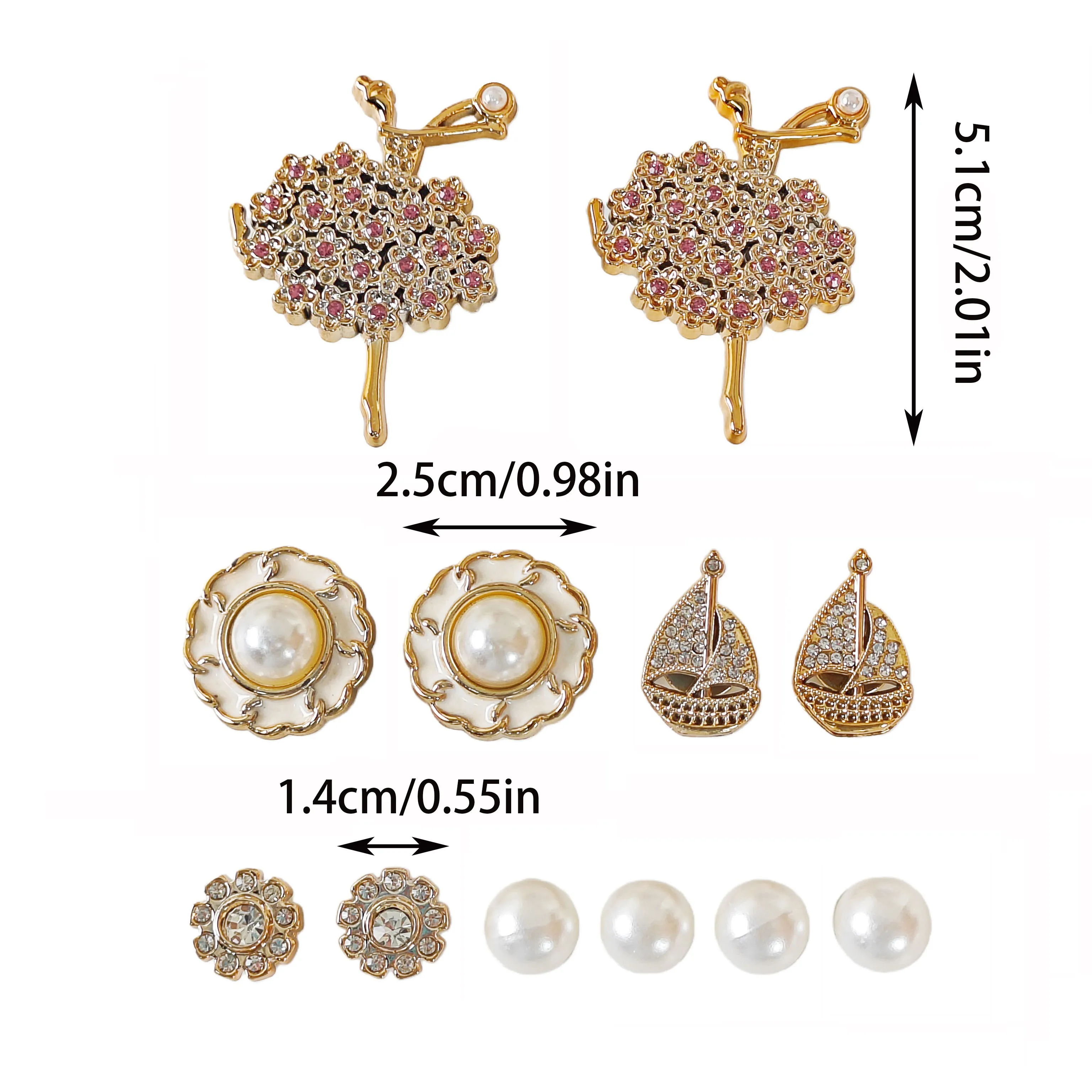12Pcs DIY Shoe Decoration Charms: Shiny Dancer, Flower, Sailboat, Imitation Pearl Decorative Buckle, Non-Metal Lightweight Material, Y2K Fashion Versatile Cute Personality Accessories for Men and Women, Suitable for Eva Beach Shoes, Sandals, Removable Shoe Decoration, Holiday Gift
