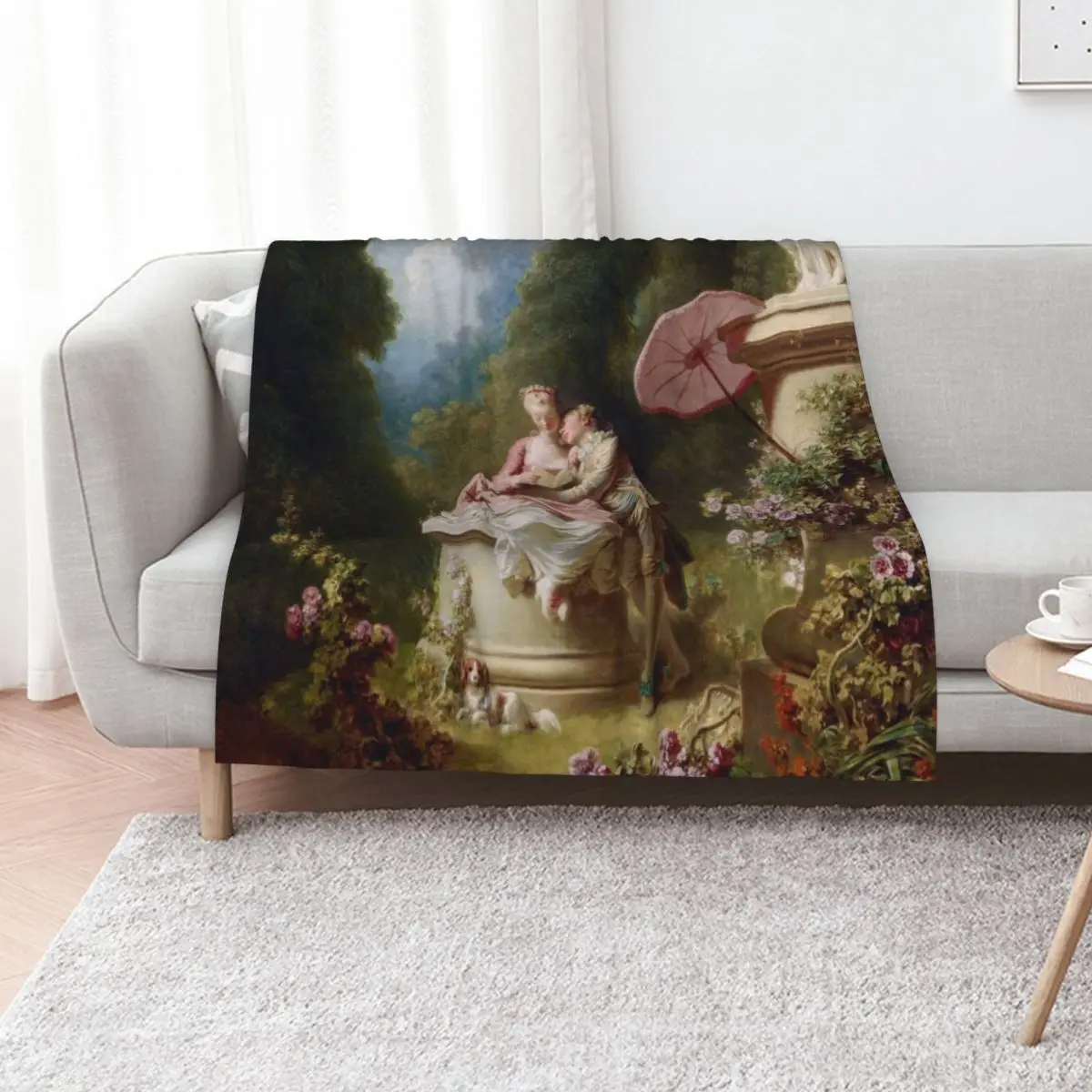 The Progress of Love: Love Letters Jean Honoré Fragonard Throw Blanket Warm heavy to sleep Flannel Fabric Cute Plaid Blankets