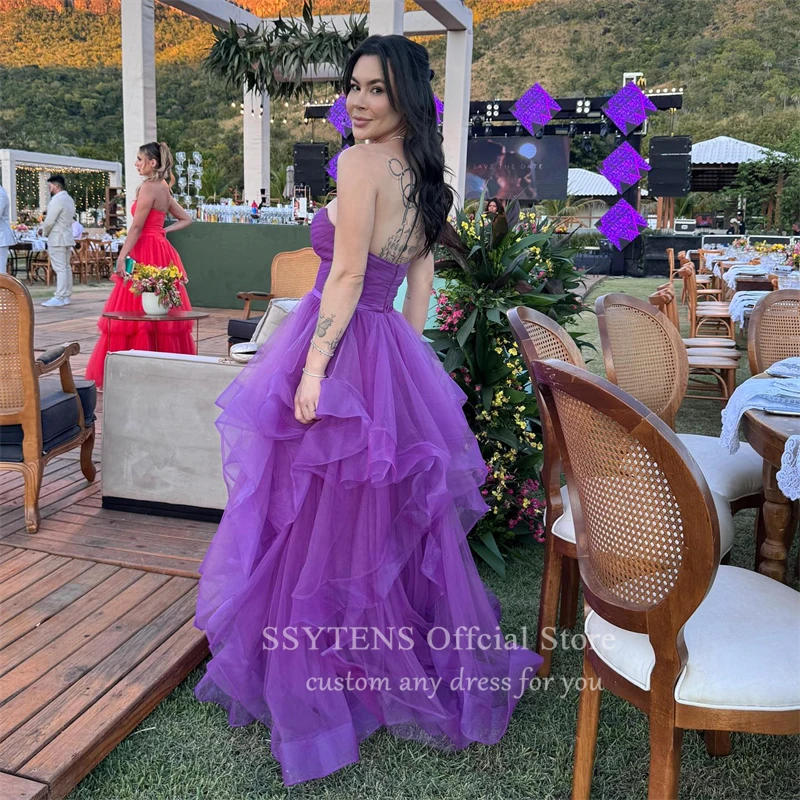 Luxury Purple A Line Prom Dresses Customized Long Graduation Gown Evening Gowns Ruffles Birthday Special Occasion Party Dress