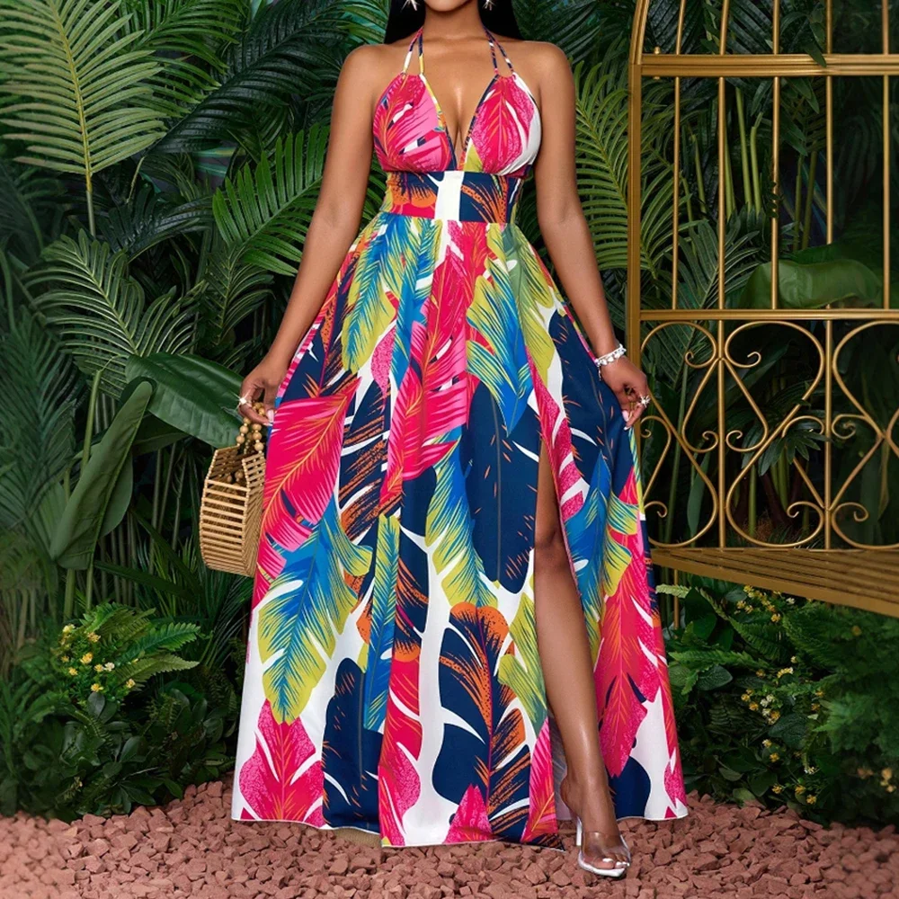 CPSYMYM Abiti da donna estivi eleganti alla moda Doodle Maxi senza maniche con scollo a cuore Cami Abiti da appuntamenti dolci