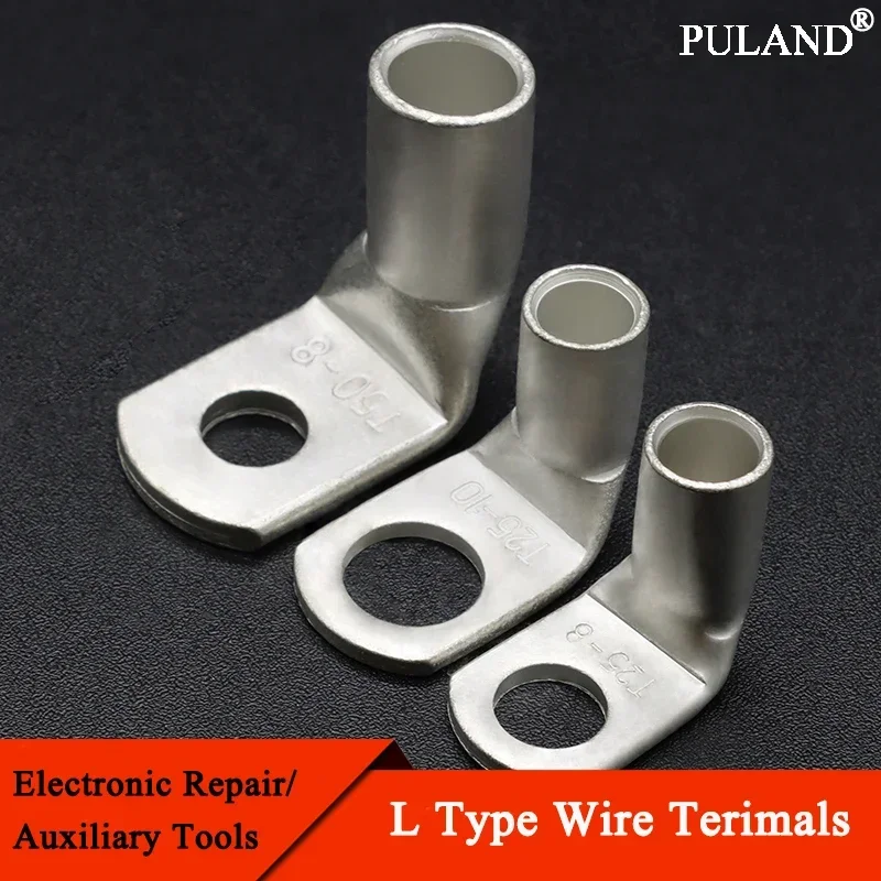 

10/50pcs Wire Terminal L-type Right Angle 90 Degree Bend Nose T6/10/16/25-4/6/8/10 Tinned Copper Crimp Connector Cable Lugs