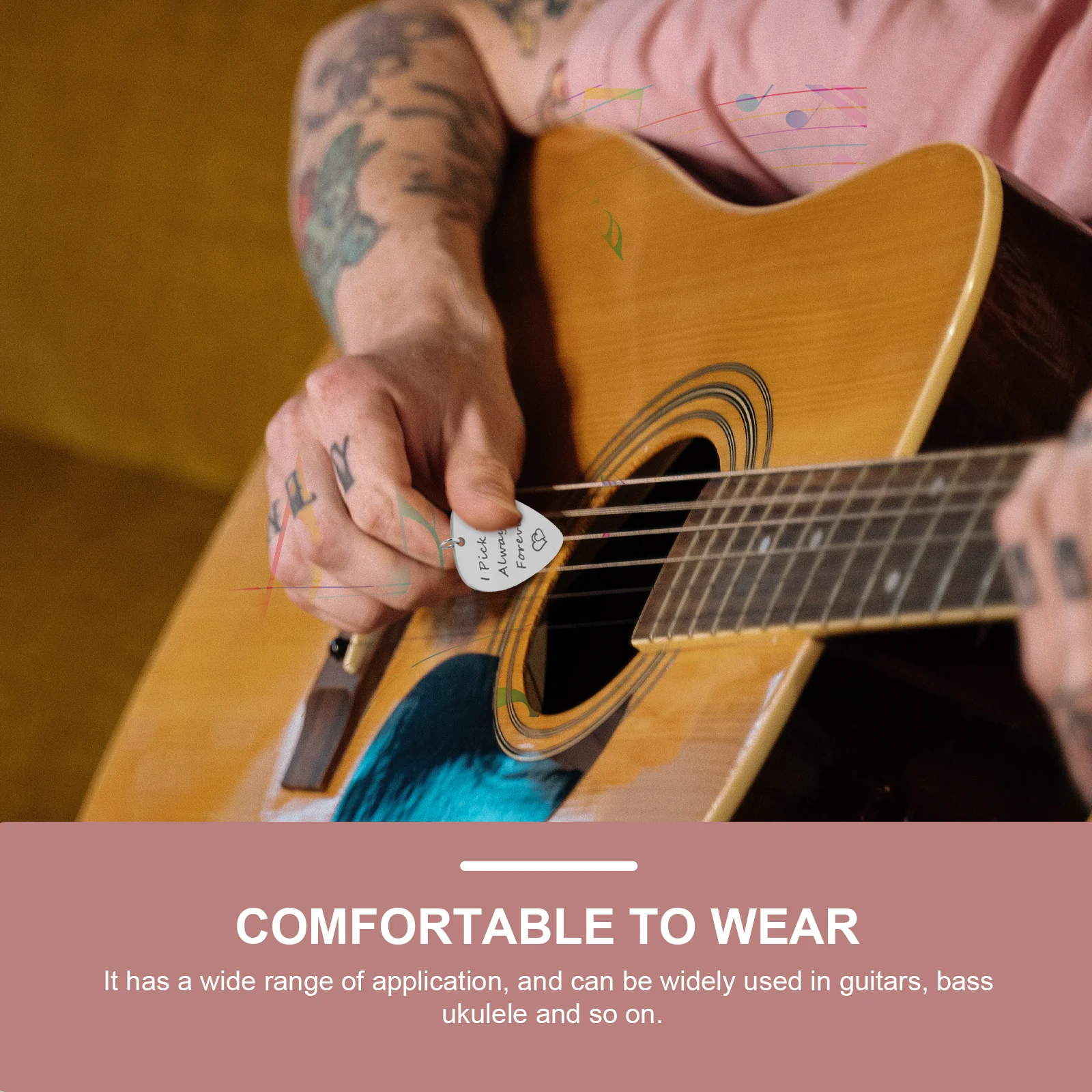 الفولاذ المقاوم للصدأ الغيتار اختيار قلادة تصميم مريح باس اختيار قلادة المحمولة الغيتار الريشة للمبتدئين #3