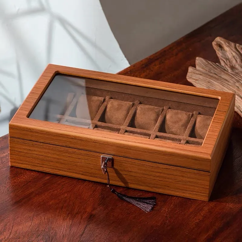 High Grade Baking Varnish Ebony Grain Watch Box Jewelry Display Box Designer Brand Storage Case Maquillaje Sin Etiqueta Luxury