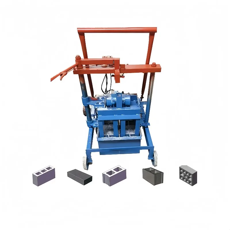 Small Portable Laying Concrete Block Making Machine 2-45 Mobile Manual Hollow Cement Brick Production Machinery