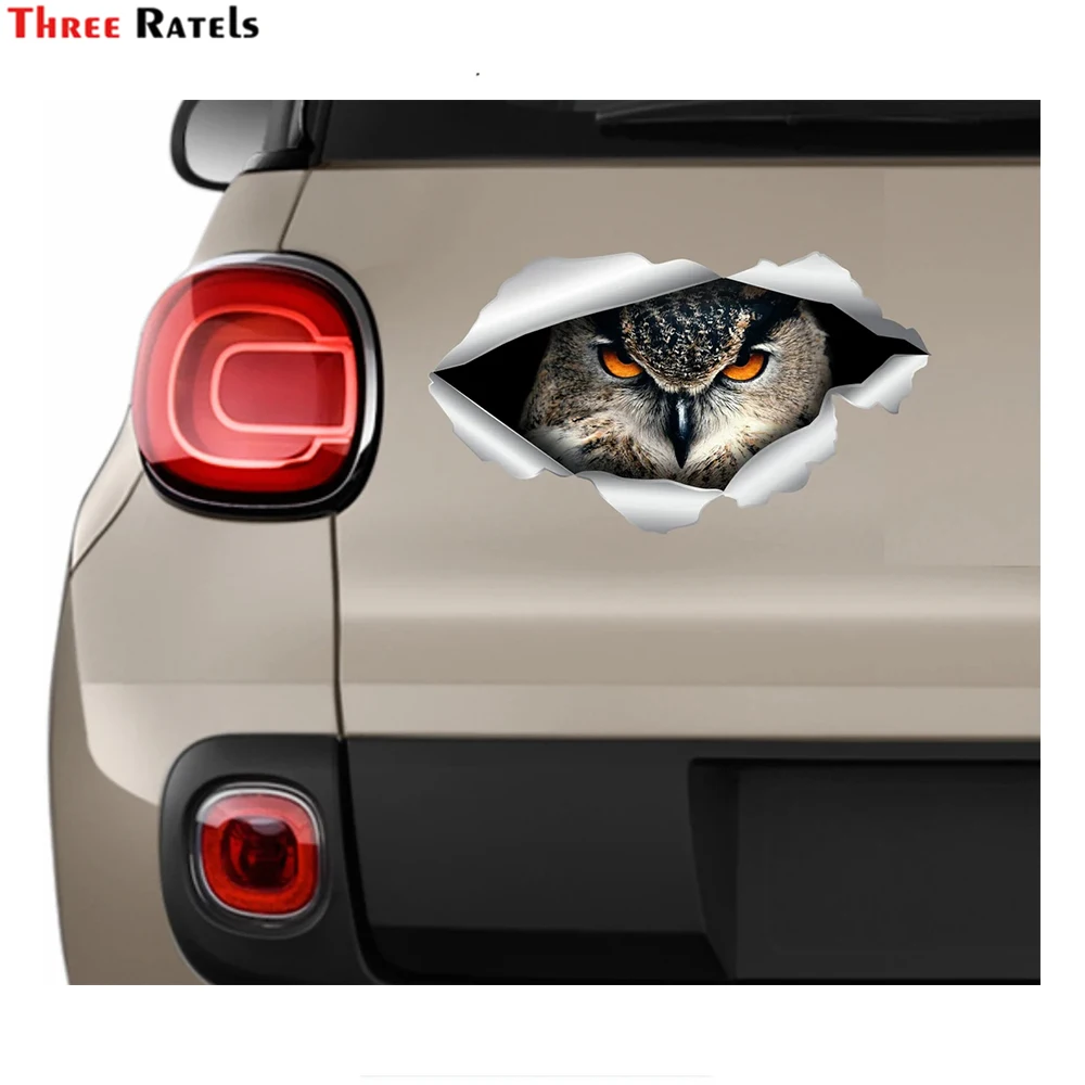 Three Ratels i609 funny 3D horned owl car Angry Birds decal for Audi A3 8v BMW G30