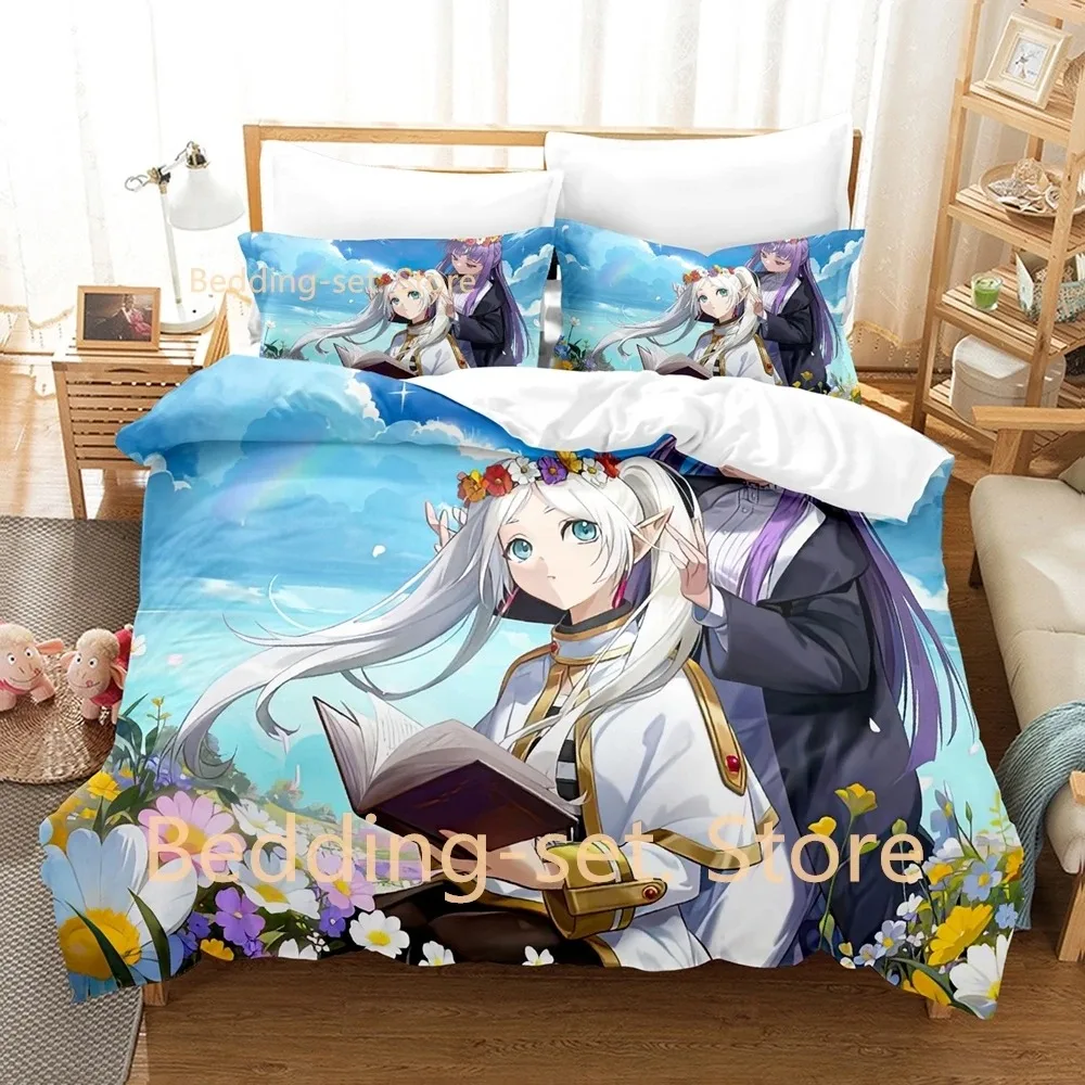 

Frieren Beyond Journey's End Bedding Set Single Twin Full Queen King Size Bed Set Adult Kid Bedroom Duvetcover Sets Anime Bed