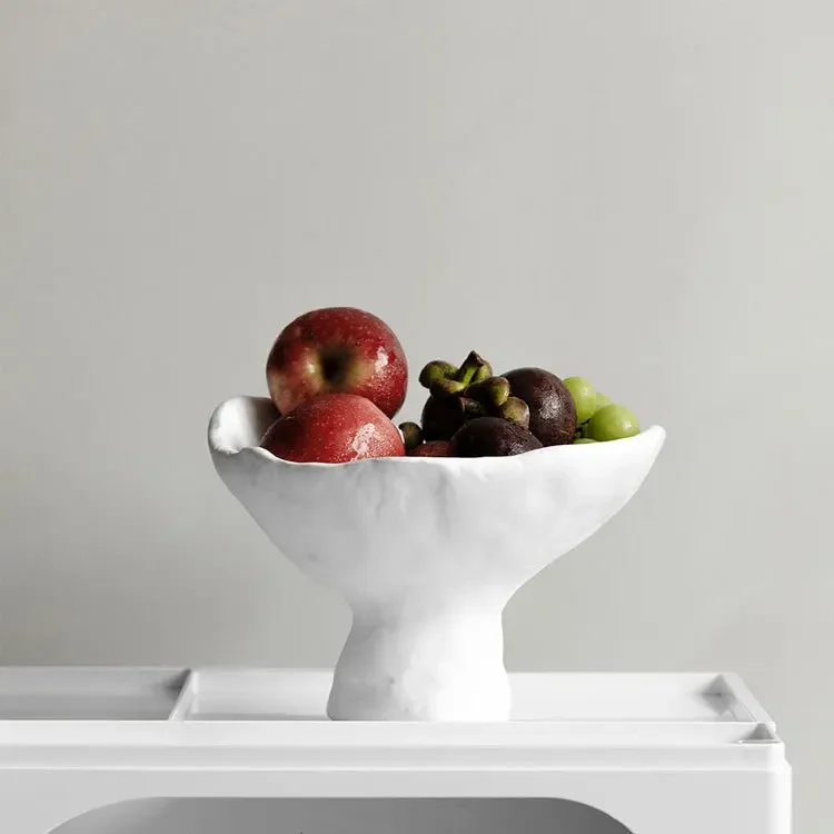Resin Handicraft Fruit Tray Desktop Storage Container Compote Snack Plate Irregular High Tray Room Decoration Accessories