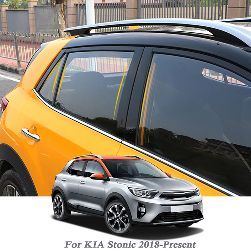 Car Pillar Posts Cover For Kia STONIC 2018 2019 2020 2021 2022 Door Trim Window Molding Stickers Auto Styling Accessories 6Pcs