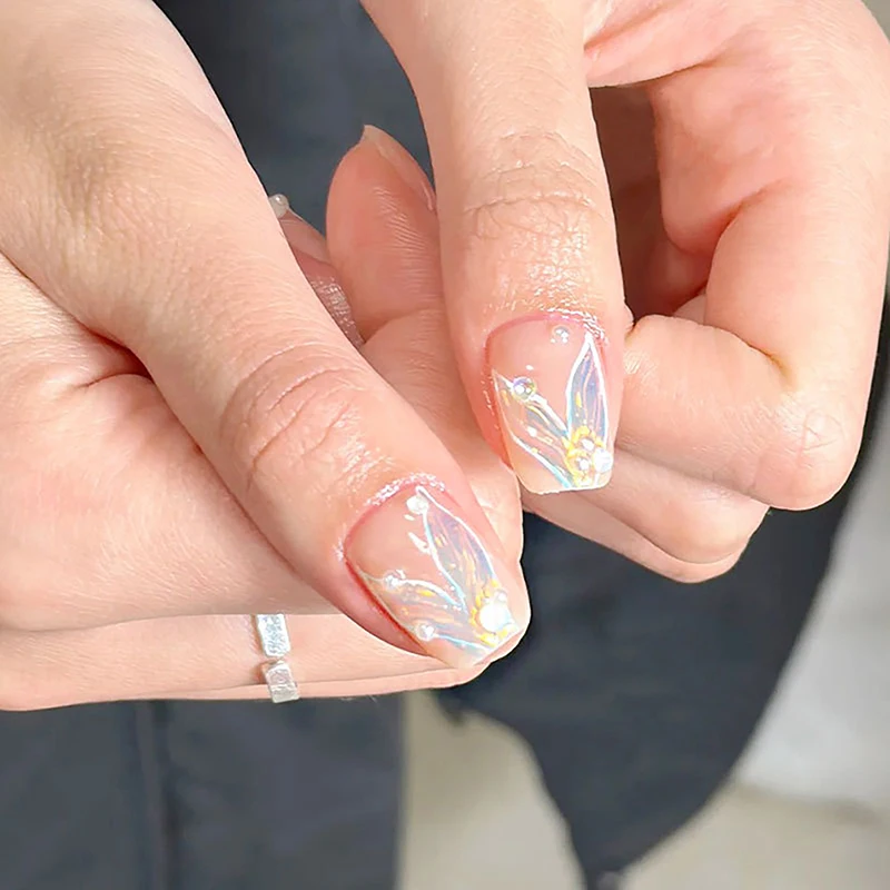 Dream Shining Mermaid Tailed Butterfly Nail Stickers Shell Butterfly Nail Decals 3D Nail Art Design Decoration Decals