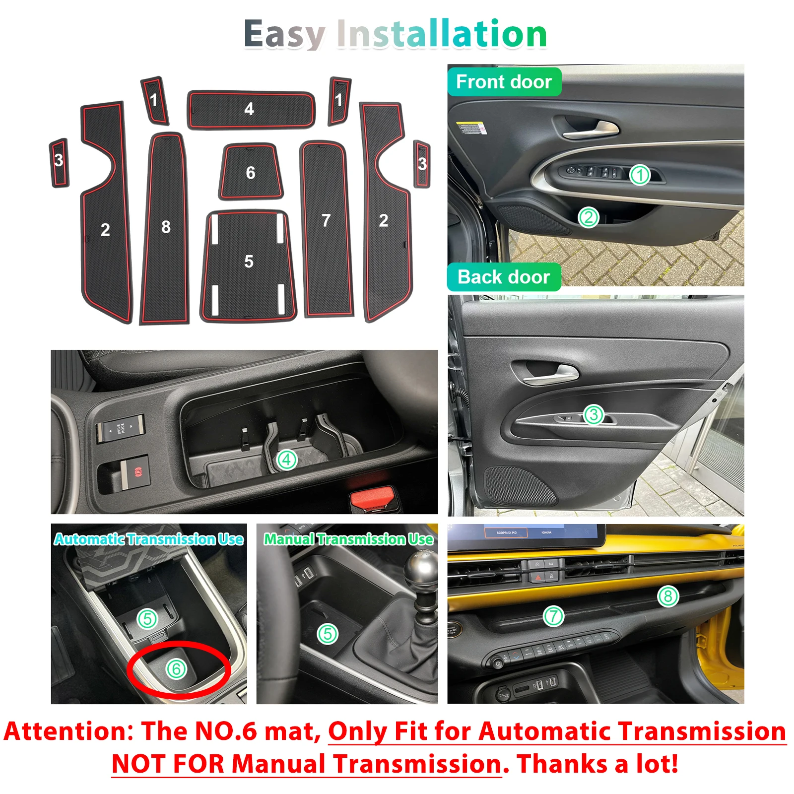 Immagine 3: RUIYA per Jeep Avenger 2023 2024 2025 Auto Porta Scanalatura Mat Antiscivolo Slot Pad Auto Interni Jeep Avenger 2025 Accessori