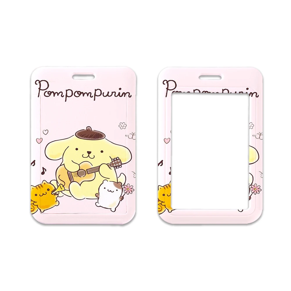 W tempat kartu lucu Pompom Purin Bank identitas Bus kartu ID kasus dengan Reel Lanyard kredit casing penutup hadiah anak-anak