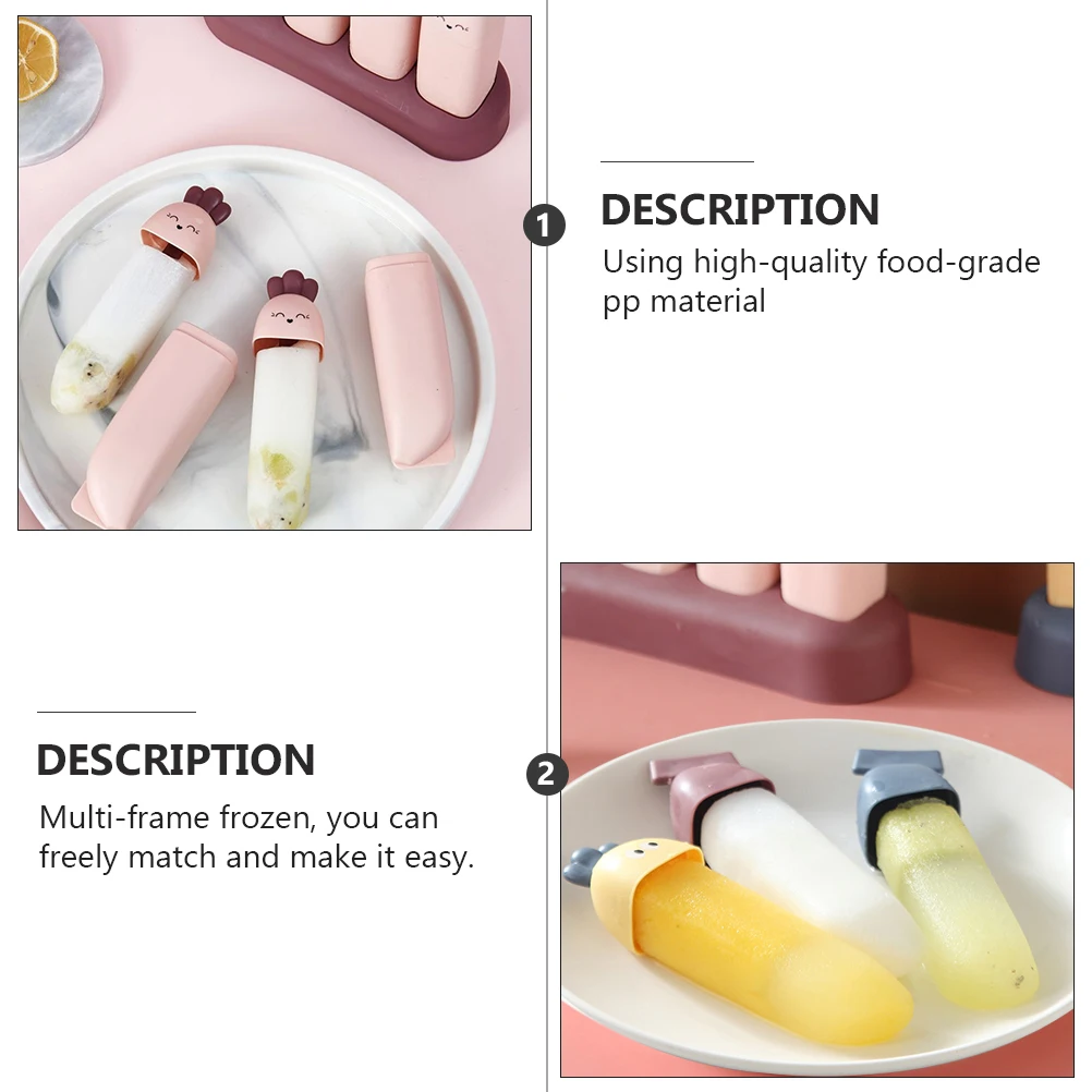 

8pcs 2 Sets Cream Mold Tray Popsicles Cone Food Grade PP Ice Cream Making Tool Cylinder Turnip Shape DIY Kitchen Tool Gift