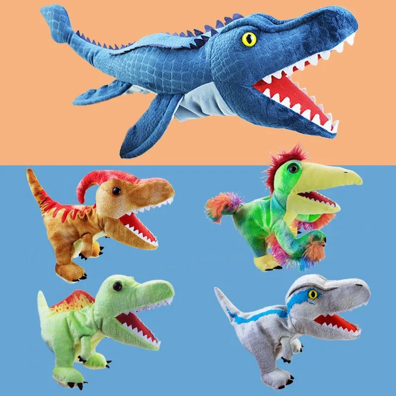 Dinossauro fantoche de mão brinquedo de pelúcia triceratops desempenho prop tiranossauro rex pterosaur educação precoce ventriloquist dedo