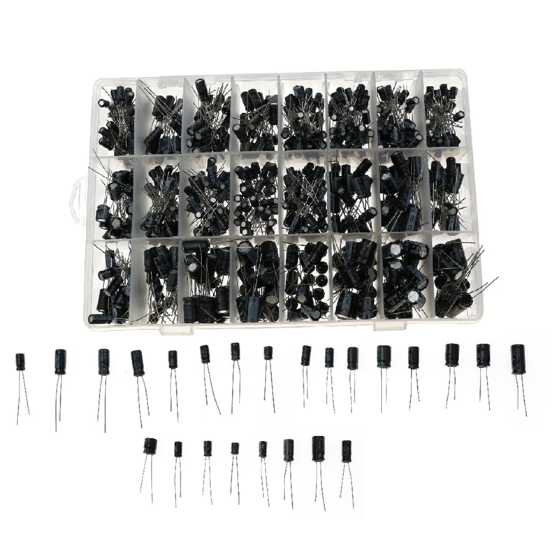 Caixa De Amostra De Capacitores Eletrolíticos, Kit De Conjunto, 0,1 UF-1000UF, 24 Tipos, 630Pcs