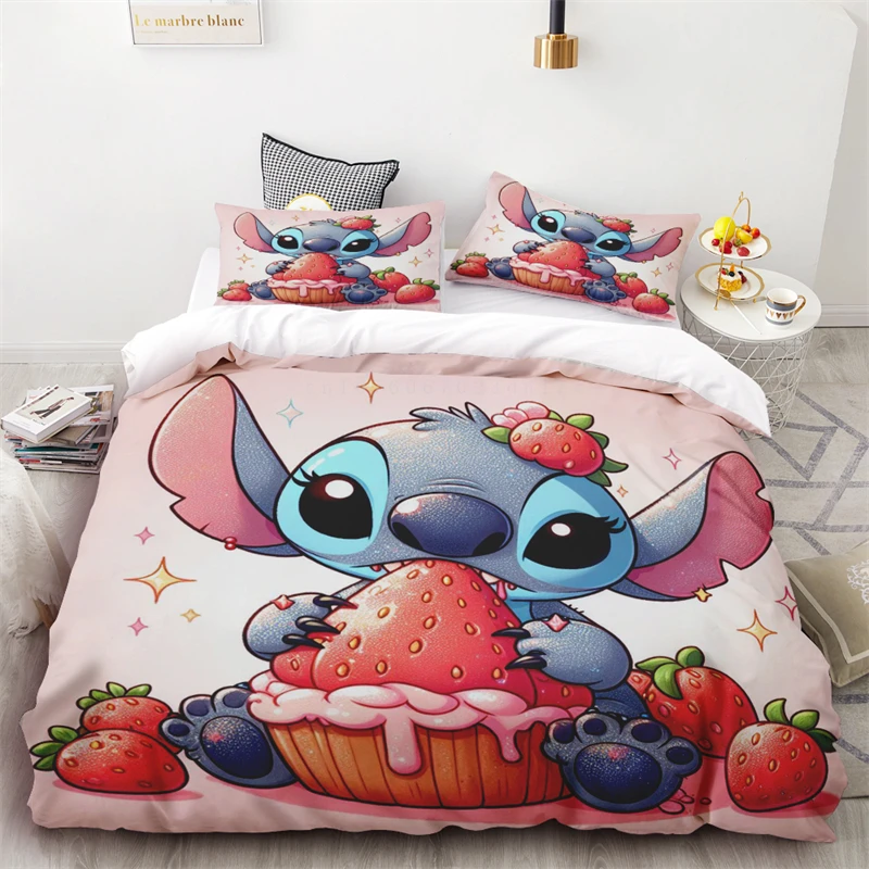 Duvet Cover Cute Stitch Children's Adult Bedding Set One Duvet Cover Two Pillowcases Single Double Bed Size No Padding Inside