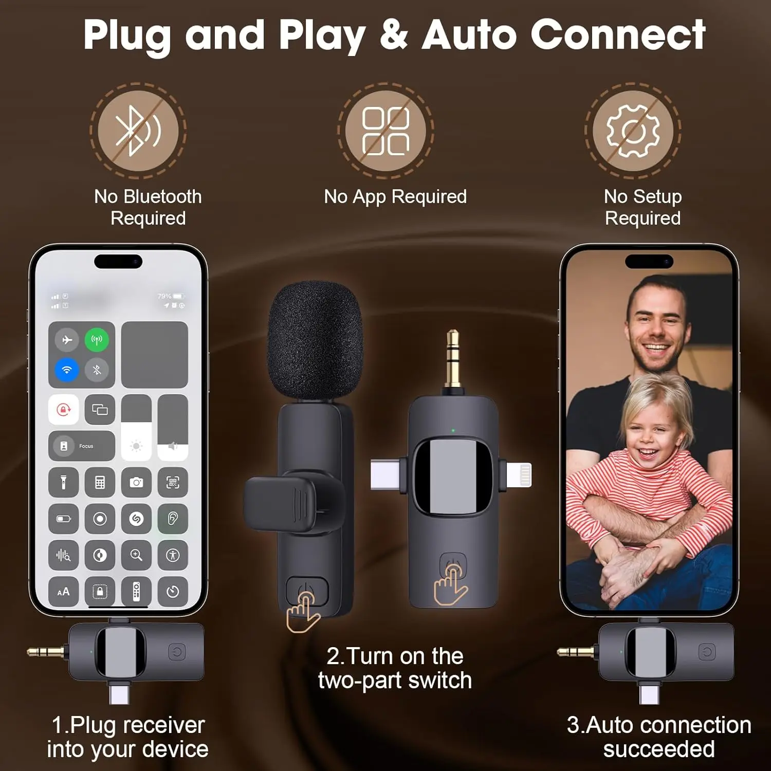 K15 3 في 1 ميكروفون صغير لاسلكي احترافي لهاتف iPhone iPad Android بث مباشر لتسجيل الألعاب ومقابلة مدونة فيديو