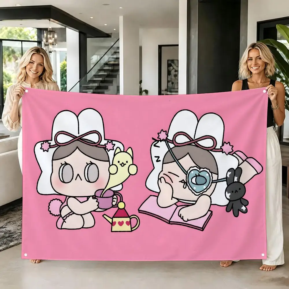 Soft Cute Cartoon H-Hari Hatch Flags Tapestry - Creative Pattern Photo Wall Art for Living Room Party Outdoor Decor
