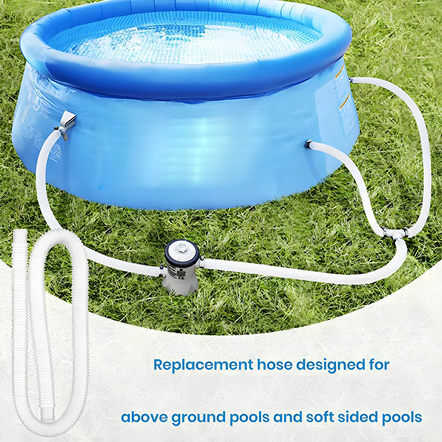 

Сменный шланг фильтрационного насоса для бассейна, сливная труба 1,5 м, подходит для насоса для бассейна емкостью 300/330/530/1000 галлонов