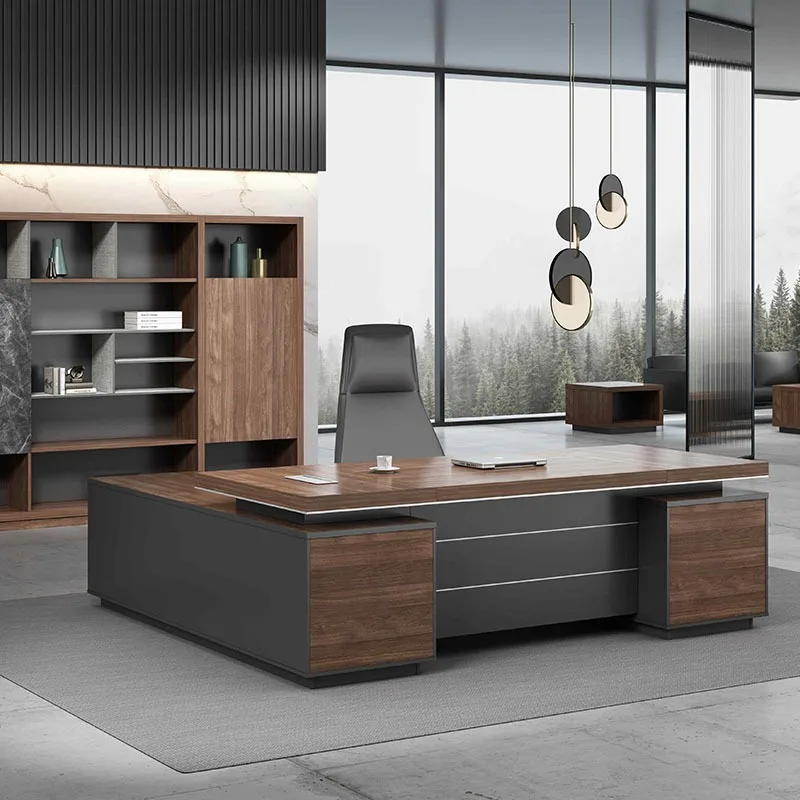 

Wooden Standing Office Desk Computer Modern Minimalist Office Desk Long Design European Escritorio Oficina Commercial Furniture