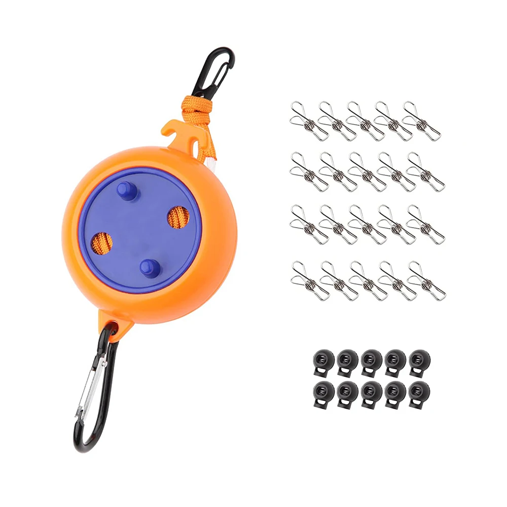 Portable Retractable 8M Windproof Clothes Washing Line, Clothes Drying Hanger Suitable for Home Camping Outdoor Travel Laundry